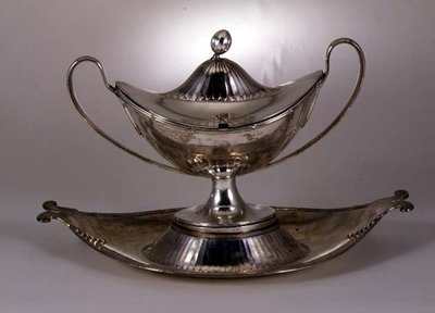 Sauce boat, engraved with arms of Sir John Bludgen, c.1780 by English School